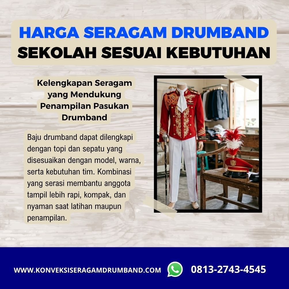 baju drumband lengkap dengan topi dan sepatu