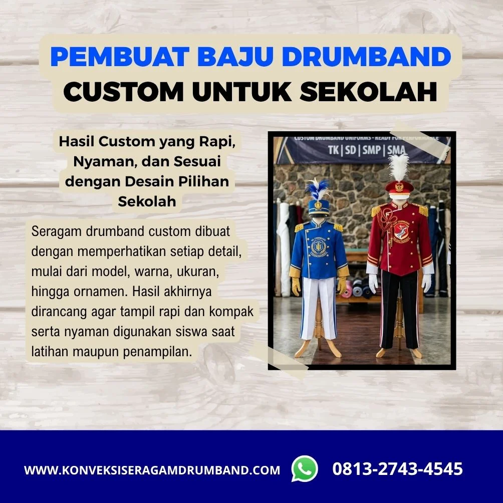 hasil pembuatan seragam drumband custom untuk sekolah TK SD SMP dan SMA
