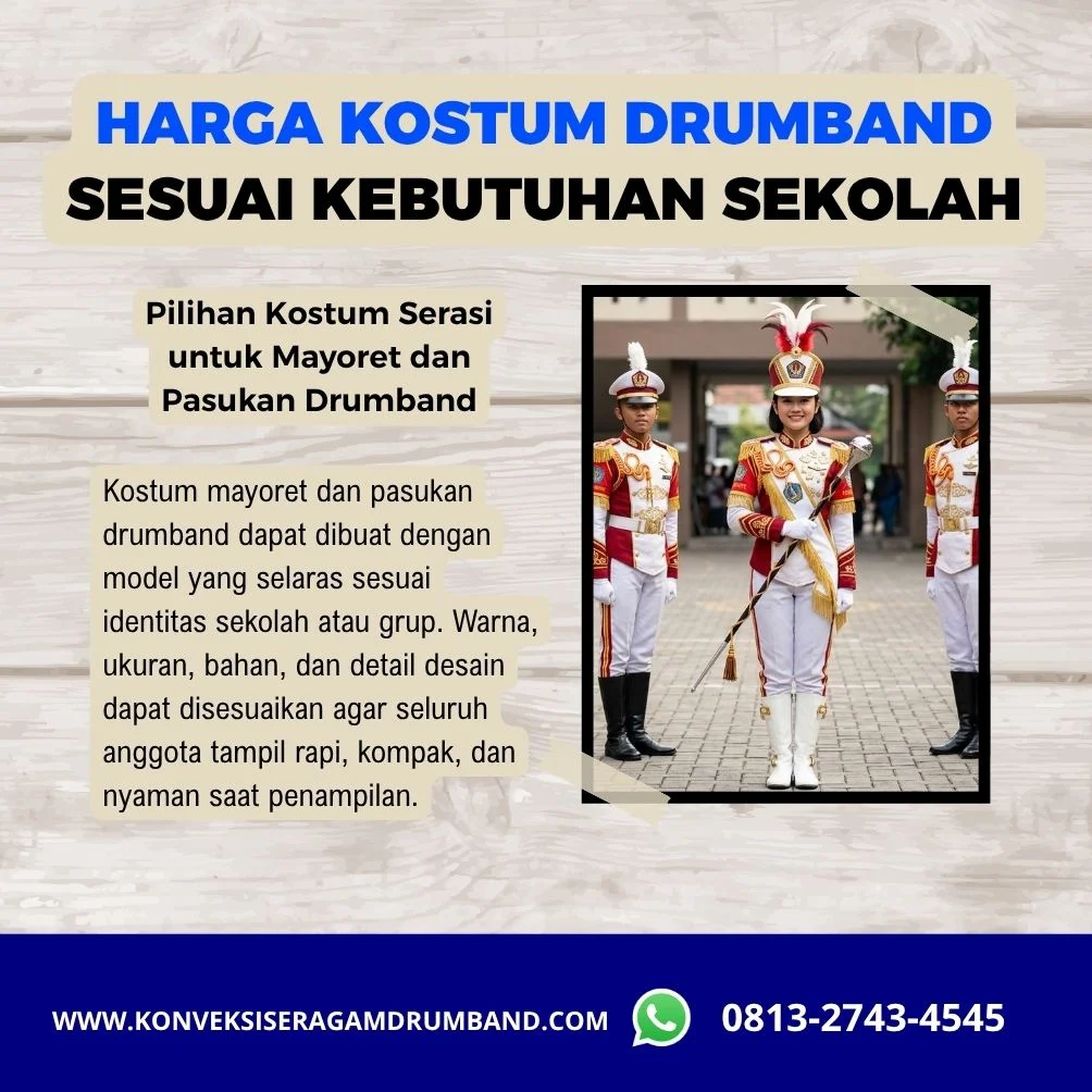 kostum drumband mayoret dan pasukan lengkap dengan topi dan sepatu