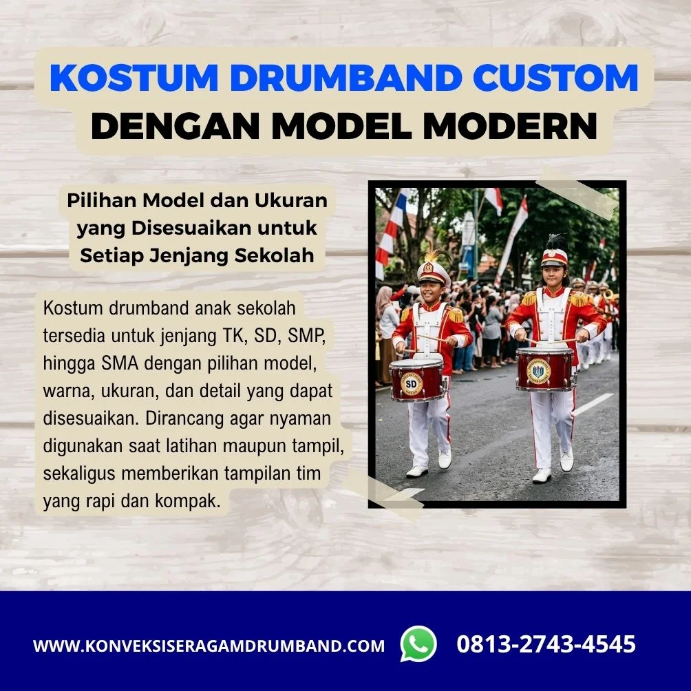 kostum drumband modern untuk anak sekolah TK SD SMP dan SMA