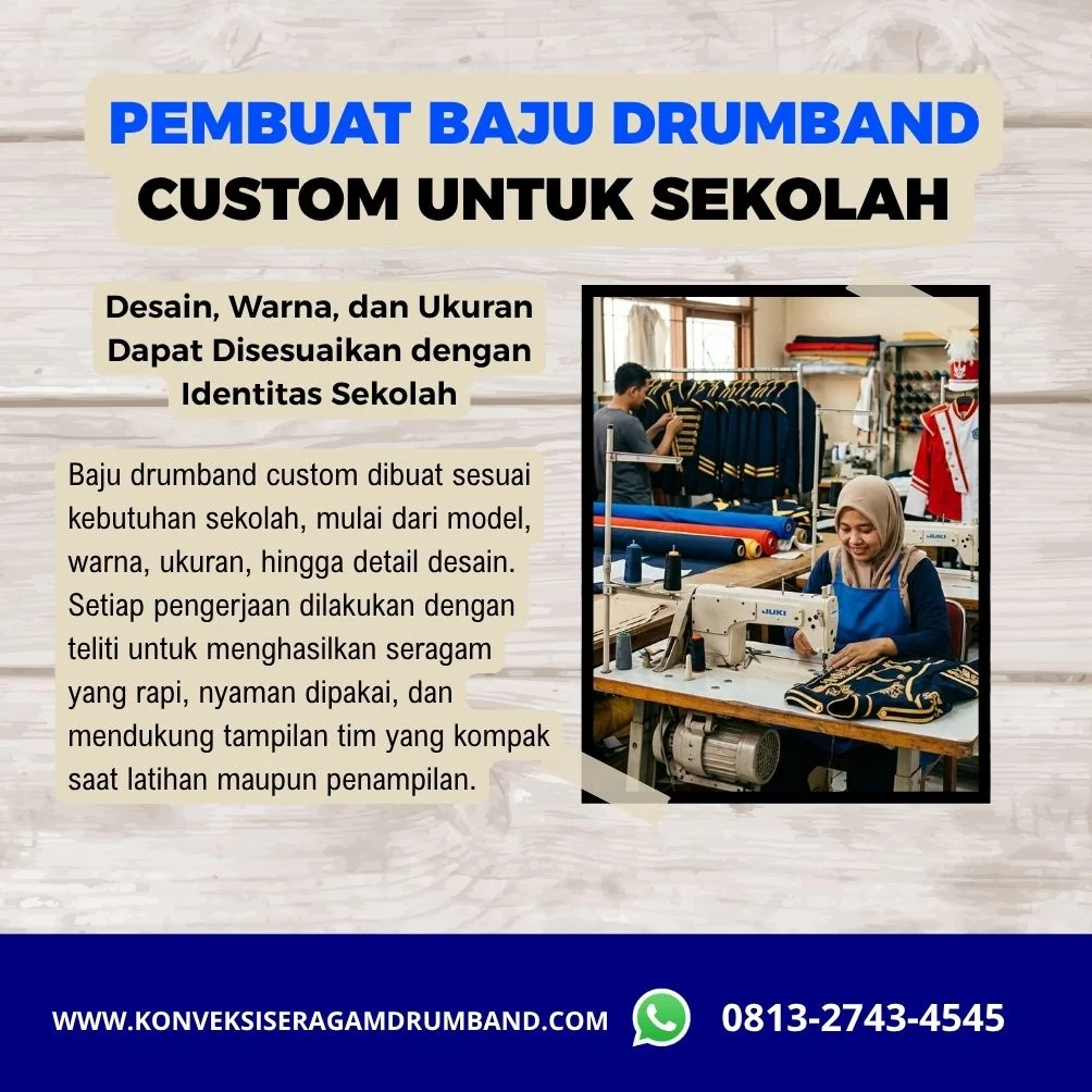 pembuat seragam drumband untuk kebutuhan sekolah dengan proses jahit profesional