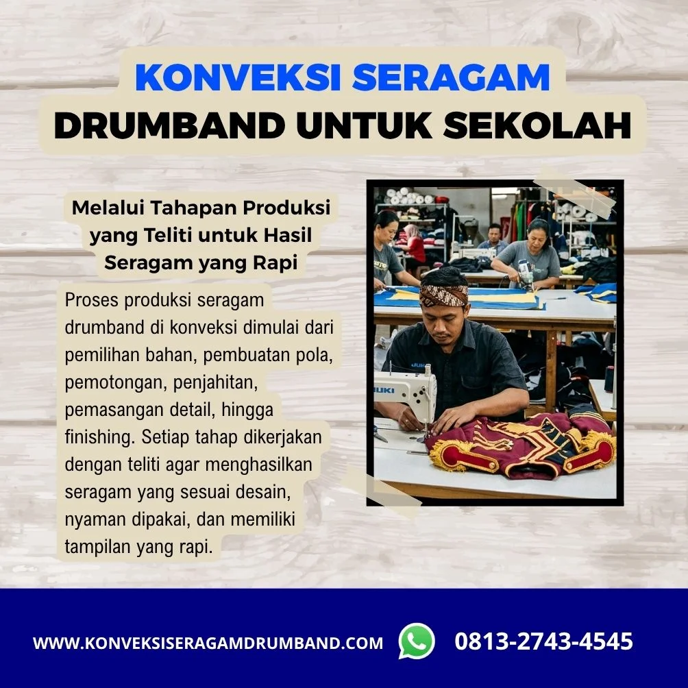 proses produksi konveksi seragam drumband custom di Yogyakarta