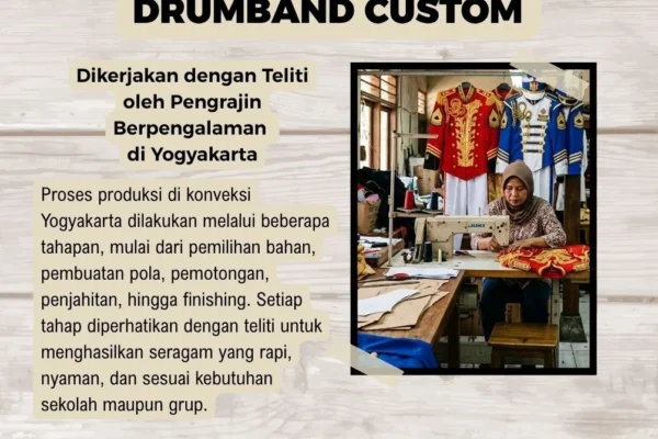 proses produksi seragam drumband custom di konveksi Yogyakarta