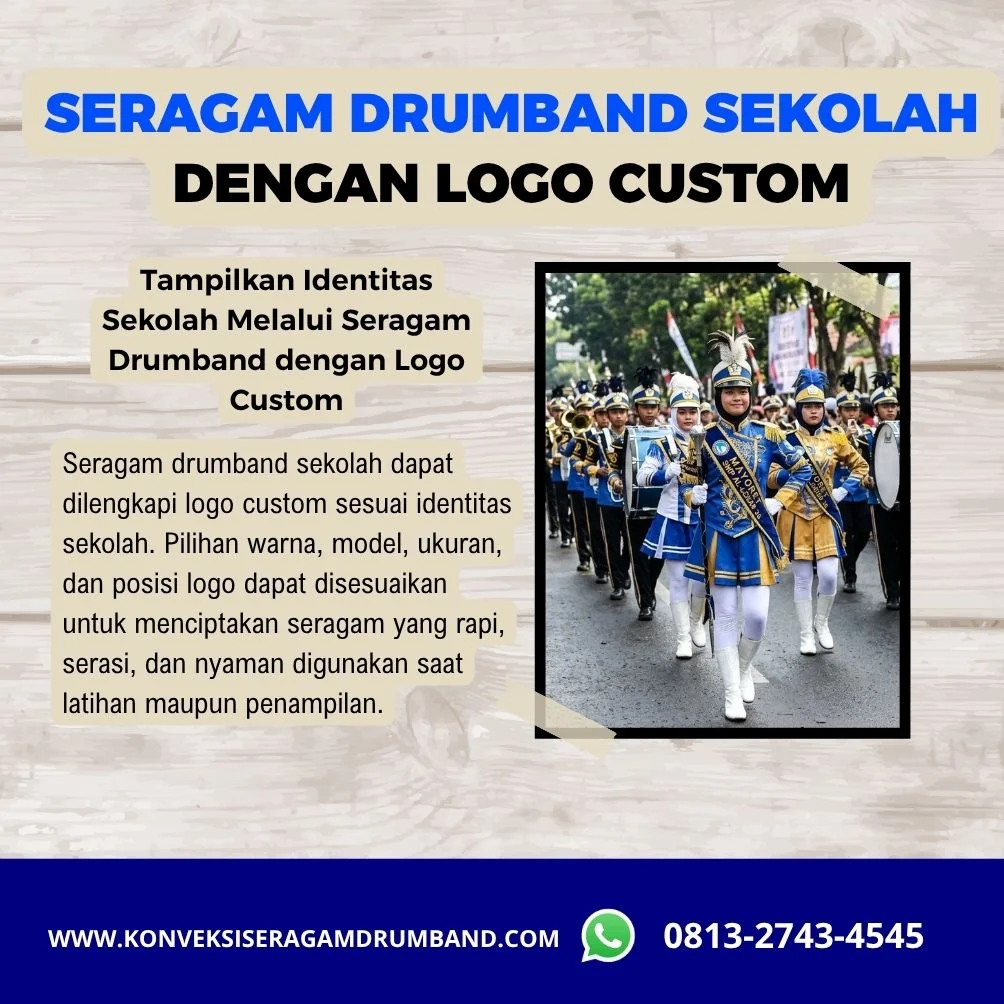seragam drumband custom logo sekolah untuk pasukan dan mayoret