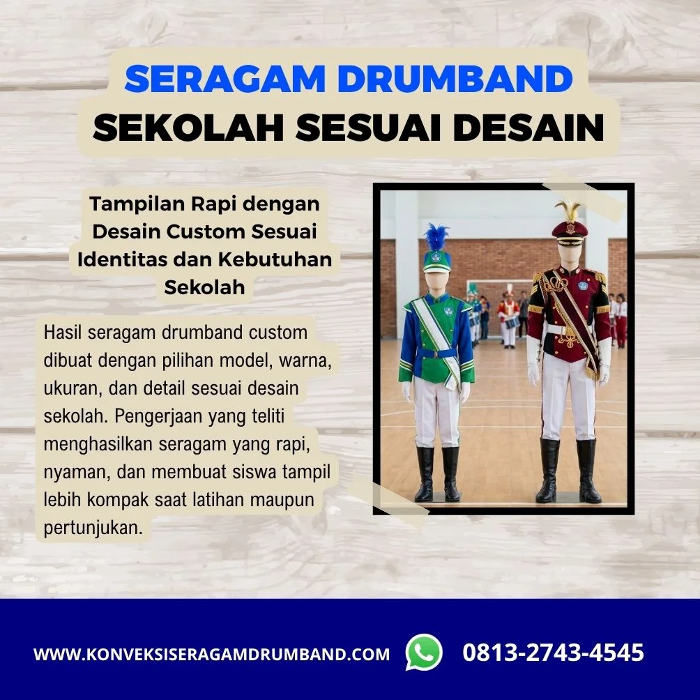 seragam drumband custom untuk TK SD SMP dan SMA sesuai desain sekolah