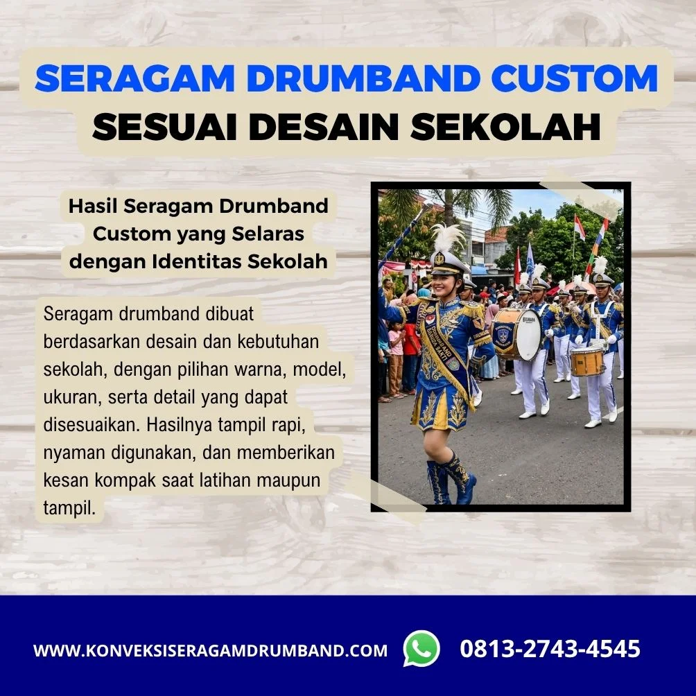 seragam drumband sesuai desain sendiri untuk pasukan dan mayoret