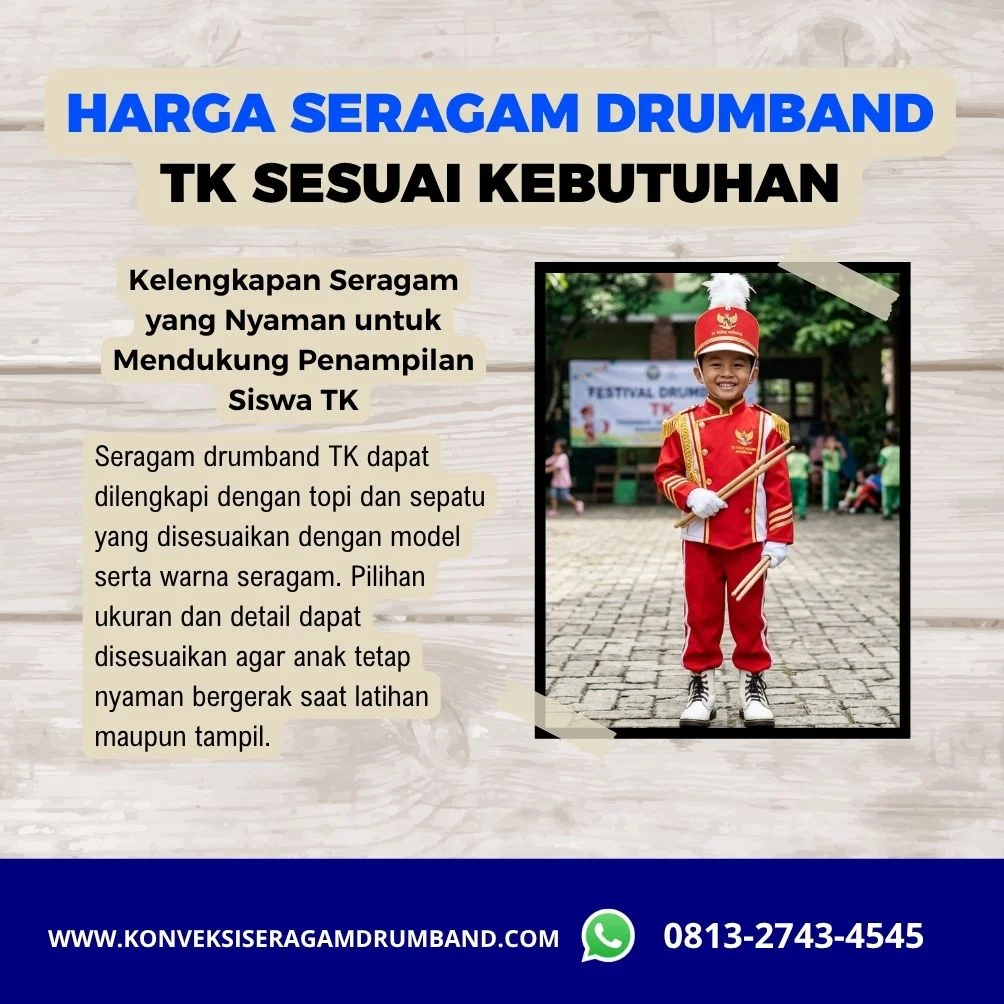 seragam drumband TK lengkap dengan topi dan sepatu